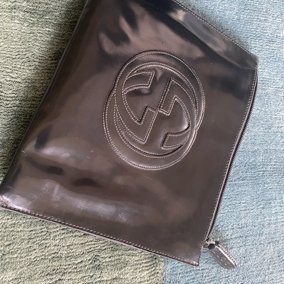 GUCCI unisex Pouchette: Limited edition Tom Ford era : black polished leather - Picture 10 of 17